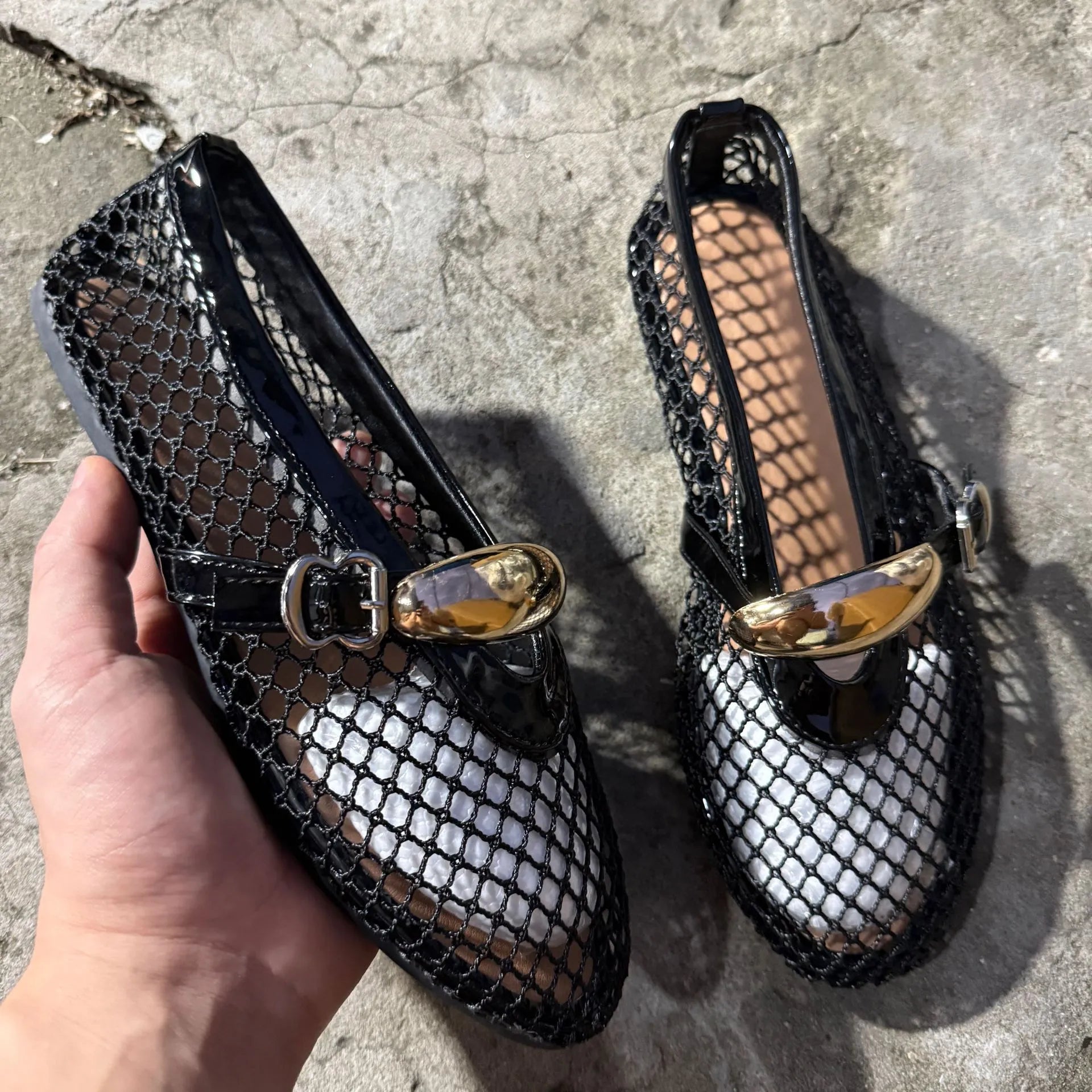 Sapatilhas Fishnet Mary Jane